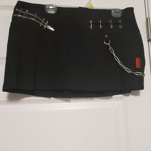 TRIPP NYC Pleated Mini Skirt with Pins and Chain